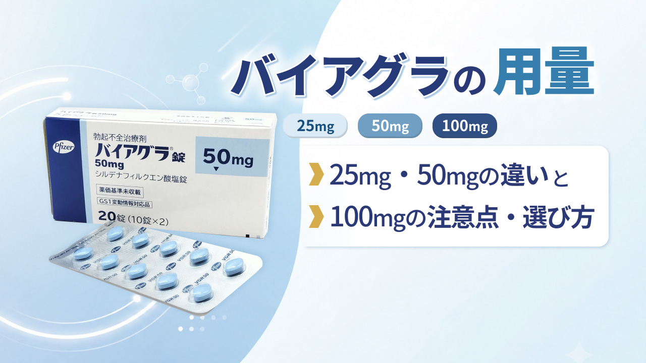 バイアグラの用量‐25mg・50mgの違いと100mgの注意点・選び方