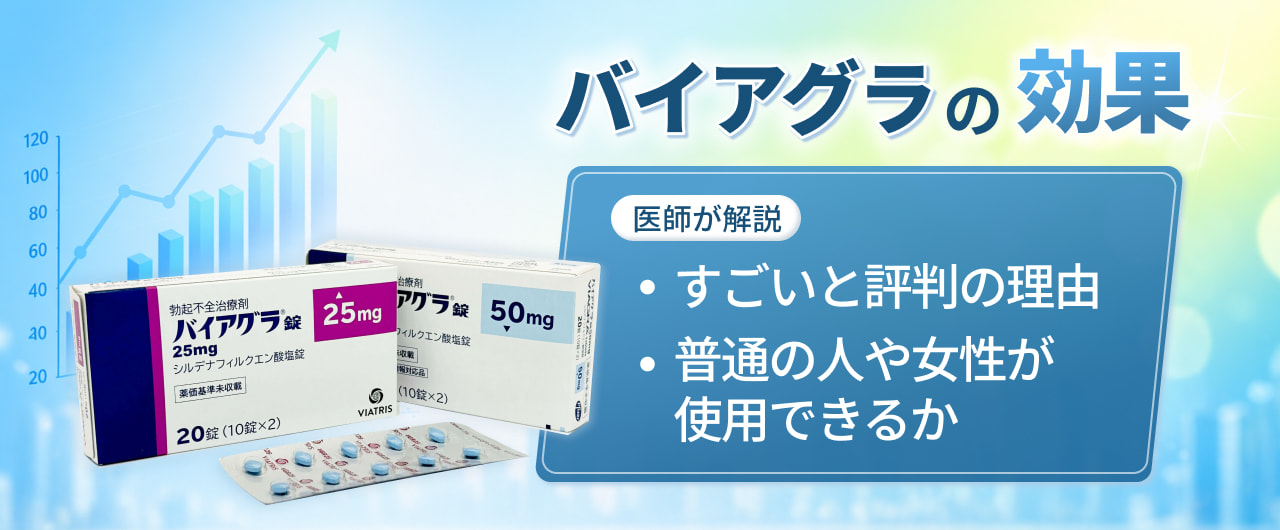 【バイアグラの効果】すごいと評判の理由・普通の人や女性が使用できるか医師が解説