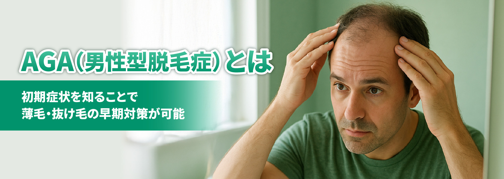 AGA（男性型脱毛症）とは - 初期症状を知ることで薄毛・抜け毛の早期対策が可能
