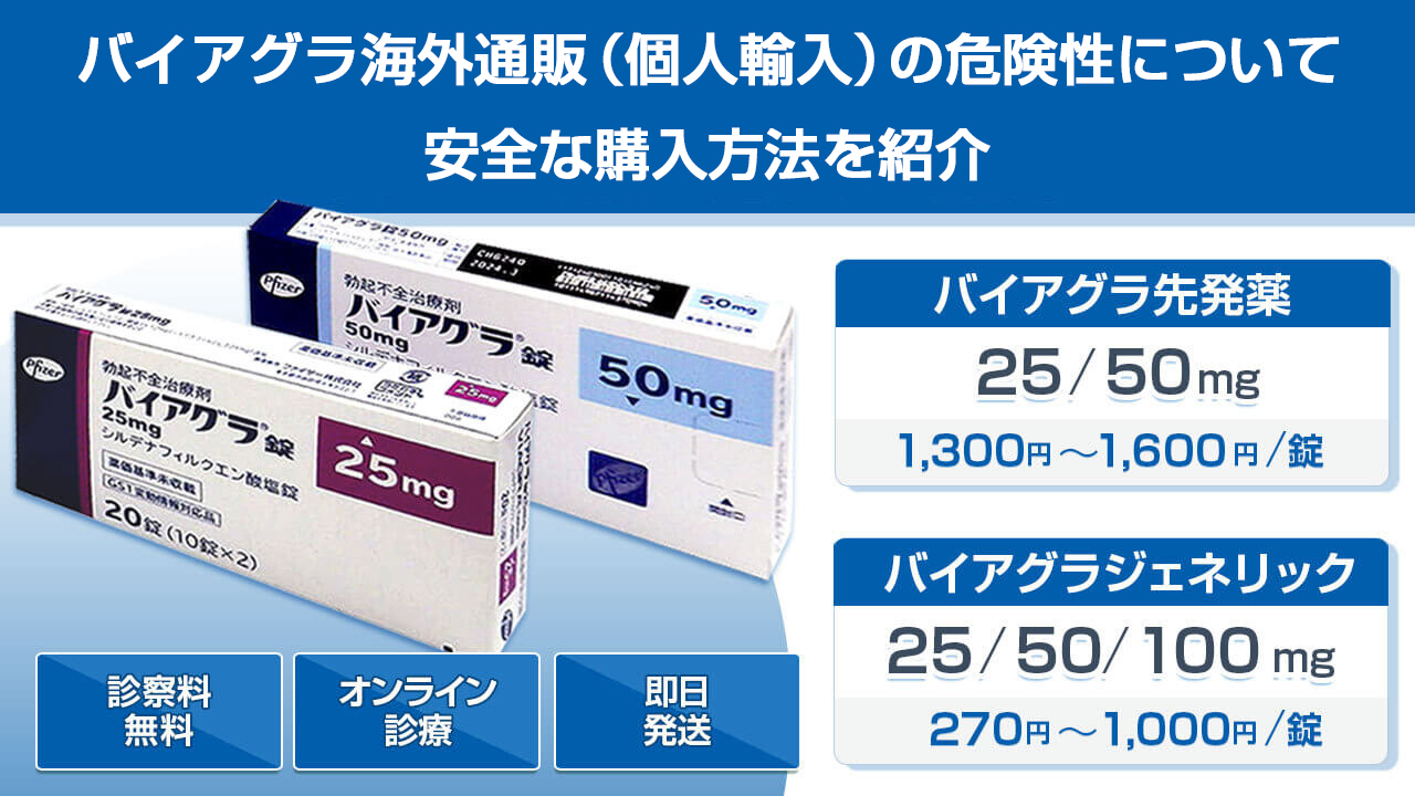 バイアグラ通販（個人輸入）の危険性について｜安全な購入方法を紹介