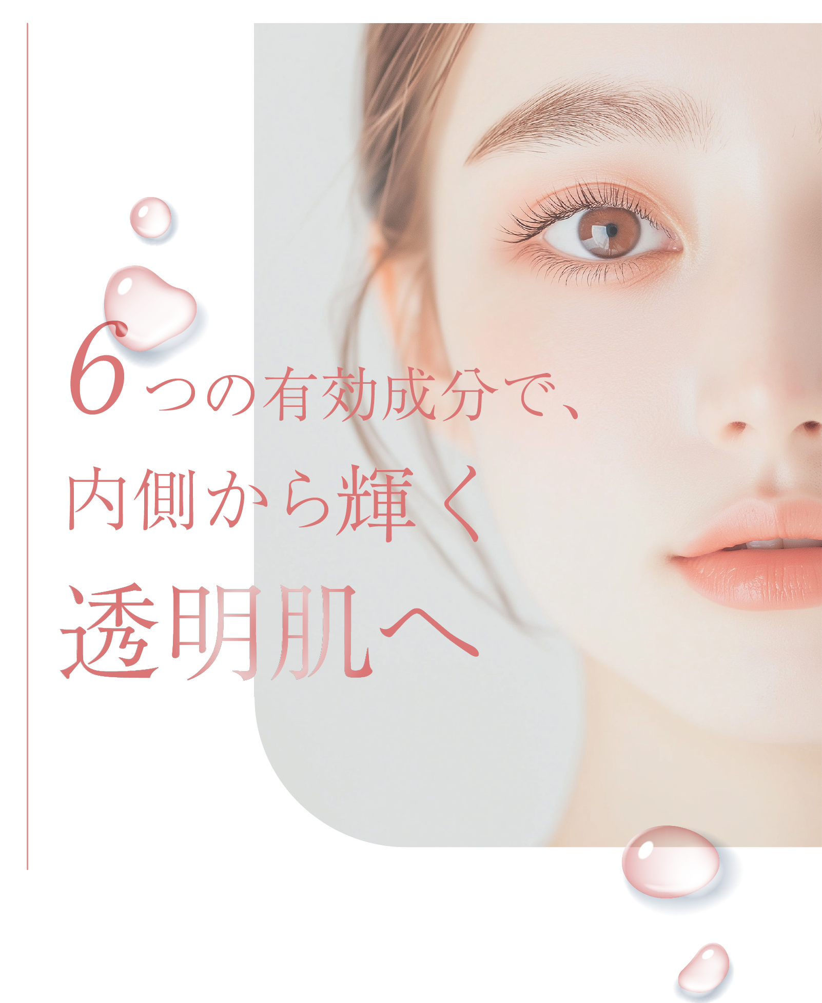 1錠に凝縮！美肌を支える5つの有効成分で、内側から輝く透明肌へ