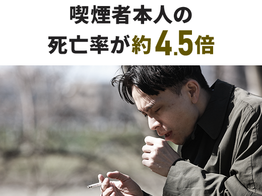 喫煙者本人の死亡率が約4.5倍